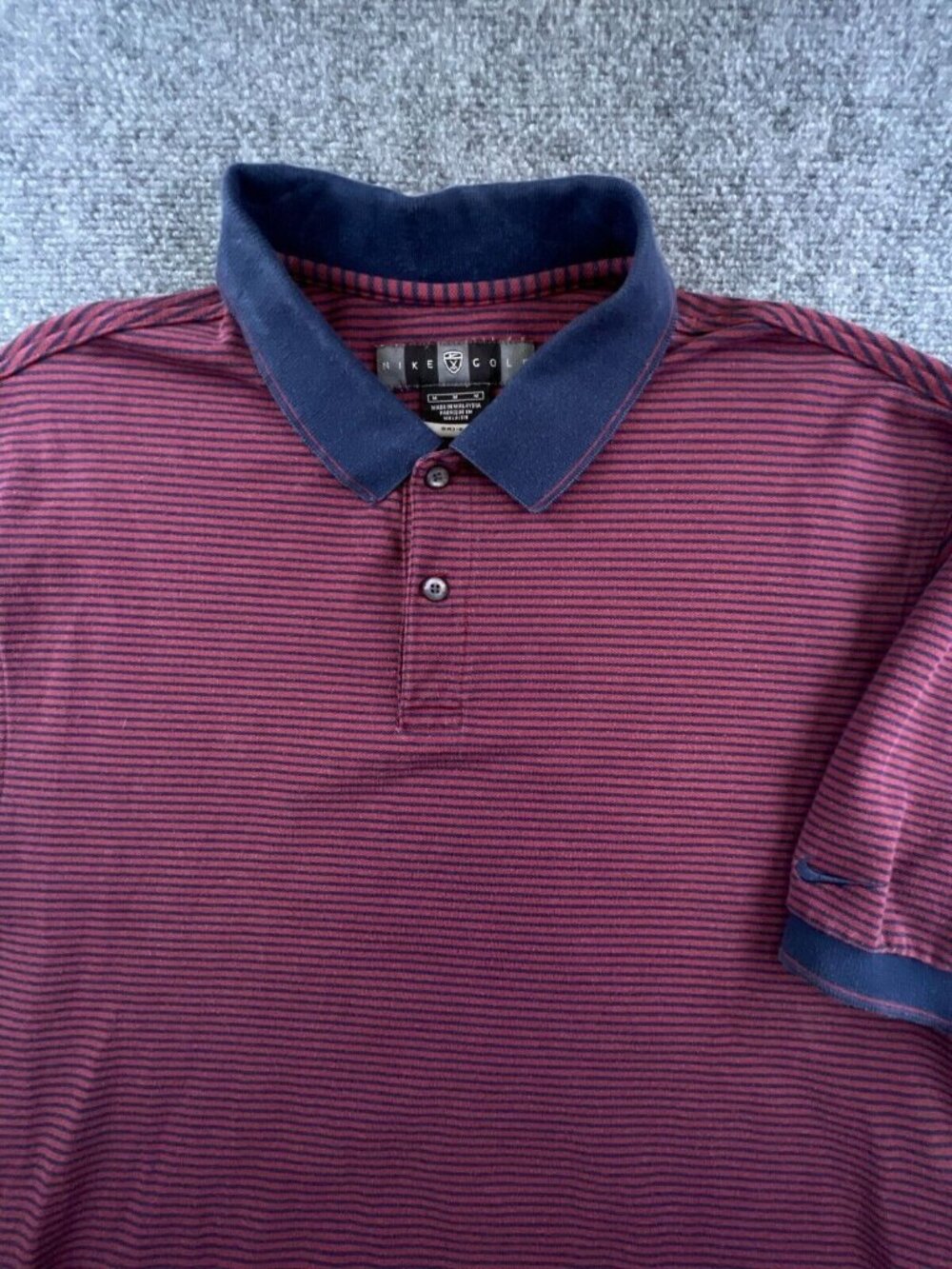 Nike Golf Men’s Polo Shirt Medium Blue Red Striped Short Sleeve Cotton Dri-Fit